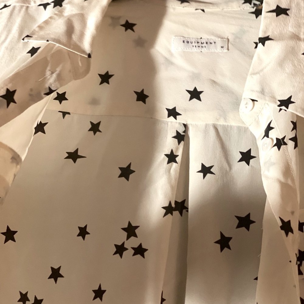 Equipment SLIM SIGNATURE SILK SHIRT in White Star M - Picture 3 of 6